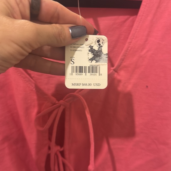 NWT Free People Kitty Tee|Puff Sleeve Tie-Front Tee - Picture 5 of 5